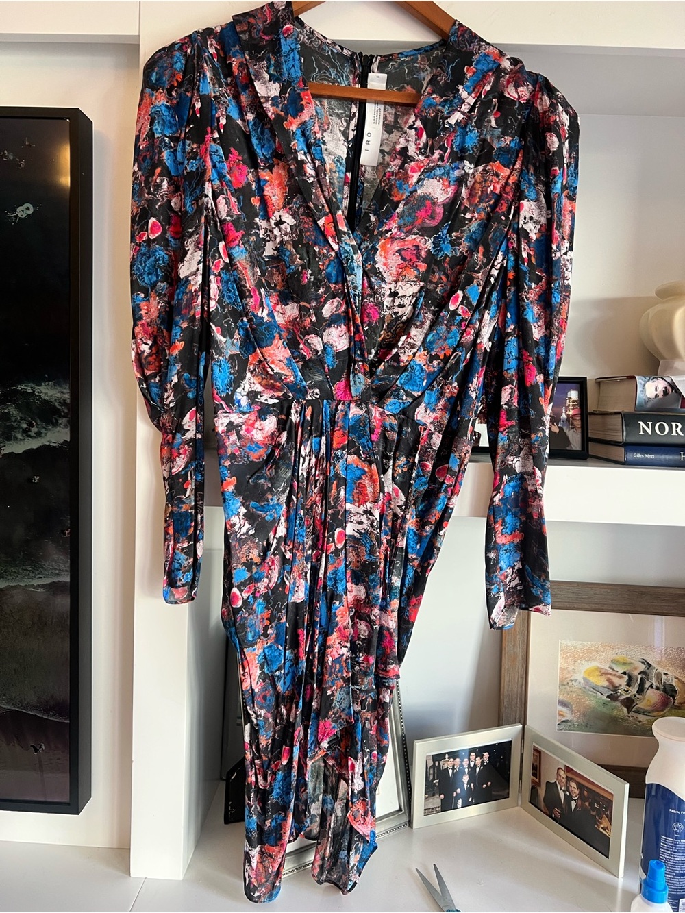 IRO silk Dress with Blue & Pink Floral Print
